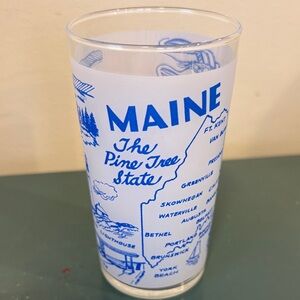 Vintage Hazel-Atlas Glass Co. Frosted Maine Souvenir Drinking Glass.